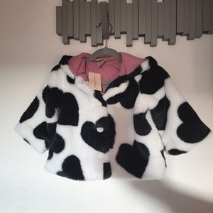Baby Girl Black and White Heart coat